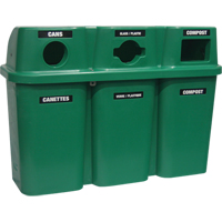 Recycling Containers Bullseye, Curbside, Plastic, 3 x 22 US Gal. Par Equipment