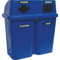 Contenants de recyclage Bullseye<sup>MC</sup>, Bord de rue, Plastique, 2 x 114L/60 gal. US JC997 | Par Equipment