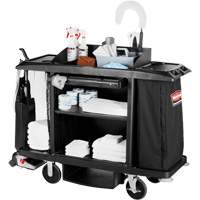 Executive Full-Size Housekeeping Cart, 60" x 22" x 50", Plastic, Black JO351 | Par Equipment