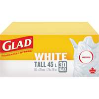 Tall 45L Unscented Garbage Bags, Regular, 24" W x 28" L, White Par Equipment