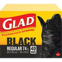 74L Garbage Bags, Regular, 26" W x 33" L, Black, Open Top JP297 | Par Equipment