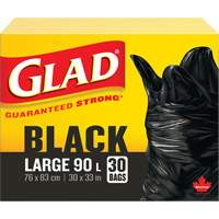 90L Garbage Bags, Regular, 30" W x 33" L, Black, Open Top JP300 | Par Equipment