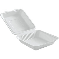 Compostable Hinged Food Containers, Bagasse, Square Par Equipment