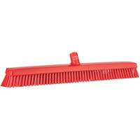 Heavy-Duty Push Broom, Fine/Stiff Bristles, 24", Red Par Equipment