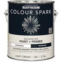 Colour Spark Interior Pre-Tinted Paint + Primer Wall Paint, White Cotton, Semi-Gloss, 3.78 L, Gallon Par Equipment