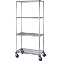 Wire Shelf Cart, Chrome Plated, 24" x 81" x 48", 800 lbs. Capacity Par Equipment