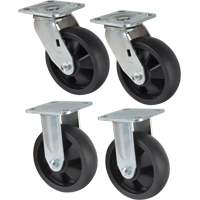 Caster Set, Rigid/Swivel, 6" (152.4 mm), Nylon, 2400 lbs. (1089 kg.) Par Equipment