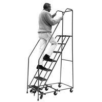 &eacute;chelles Pivotantes A/Roulettes Au Centre, 6 marches, Largeur de la marche 16", Hauteur de la plateforme 60", Acier Par Equipment