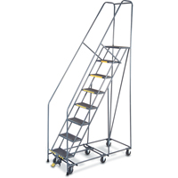 &eacute;chelles Pivotantes A/Roulettes Au Centre, 8 marches, Largeur de la marche 16", Hauteur de la plateforme 80", Acier Par Equipment