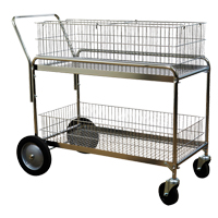 Wire Mesh Office Mail Cart, 250 lbs. Capacity, Chrome, 23-3/4" D x 43" L x 38-1/2" H, Chrome Plated Par Equipment