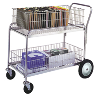 Wire Mesh Office Mail Cart, 250 lbs. Capacity, Chrome, 23-3/4" D x 43" L x 38-1/2" H, Chrome Plated MO210 | Par Equipment