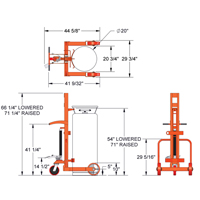Hydraulic Large Liquid Gas Cylinder Cart HLCC, Polyurethane Wheels, 20" W x 20" D Base, 1000 lbs. MO347 | Par Equipment