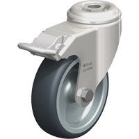 Stainless Steel Thermoplastic Elastomer Caster, Swivel with Brake, 4" (102 mm) Dia., 240 lbs. (108 kg.) Capacity Par Equipment