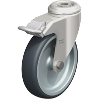 Stainless Steel Thermoplastic Elastomer Caster, Swivel with Brake, 5" (127 mm) Dia., 265 lbs. (120 kg.) Capacity Par Equipment