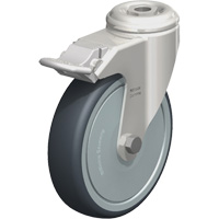 Stainless Steel Thermoplastic Elastomer Caster, Swivel with Brake, 5" (127 mm) Dia., 265 lbs. (120 kg.) Capacity MO693 | Par Equipment