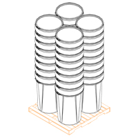 Baril emboîtable en poly&eacute;thyl&egrave;ne, 55 gal. US (45 gal. imp.), Dessus ouvert, Jaune Par Equipment
