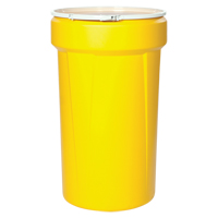 Baril emboîtable en poly&eacute;thyl&egrave;ne, 30 gal. US (25 gal. imp.), Dessus ouvert, Jaune Par Equipment