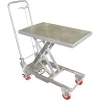 Manual Hydraulic Scissor Lift Table, 27-1/2" L x 17-3/4" W, Stainless Steel, 200 lbs. Capacity MO869 | Par Equipment