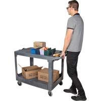 Chariot utilitaire pour l'entretien avec tablette plate, 2 tiers, 25-1/4" x 32-1/4" x 44", Capacit&eacute; 550 lb Par Equipment
