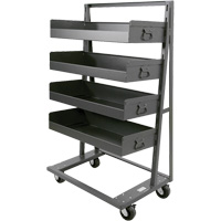 Single-Sided Heavy Duty A-Frame Cart with 4 Large Lipped Trays, 38" x 25" x 63", 2500 lbs. Capacity Par Equipment