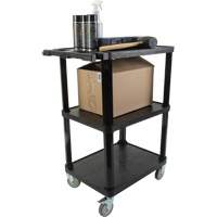 Utility Cart with Flat Shelf, 3 Tiers, 18-1/8" x 37-3/8" x 27-3/4", 330 lbs. Capacity Par Equipment