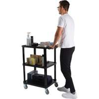 Utility Cart with Flat Shelf, 3 Tiers, 18-1/8" x 37-3/8" x 27-3/4", 330 lbs. Capacity Par Equipment