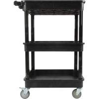 Utility Cart with Deep Lip Shelf, 3 Tiers, 19" x 39-1/2" x 28-1/4", 330 lbs. Capacity Par Equipment