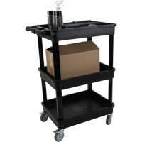 Utility Cart with Deep Lip Shelf, 3 Tiers, 19" x 39-1/2" x 28-1/4", 330 lbs. Capacity Par Equipment