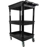 Utility Cart with Deep Lip Shelf, 3 Tiers, 19" x 39-1/2" x 28-1/4", 330 lbs. Capacity Par Equipment