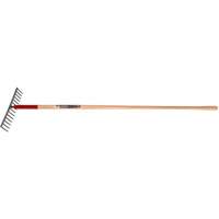 Level Rake, Wood Handle, 14-3/4" W, Tempered Steel Blade, 16 Tines ND105 | Par Equipment