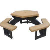 Recycled Plastic Hexagon Picnic Tables, 78" L x 78" W, Cedar Par Equipment