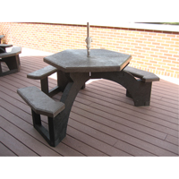 Recycled Plastic Hexagon Picnic Tables, 78" L x 78" W, Brown Par Equipment