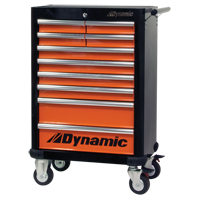 Roller Tool Cabinet, 10 Drawers, 28" W x 18" D x 43-1/4" H, Black/Orange Par Equipment
