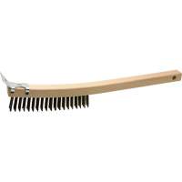 Scratch Brush With Scraper, Steel, 3 x 19 Wire Rows, 13" Long Par Equipment