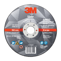 Silver Depressed Centre Grinding Wheel, 5" x 1/4", 7/8" Arbor, Ceramic, Type 27 Par Equipment
