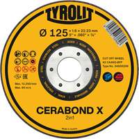 CERABOND X Cut-Off Wheel for Steel & Stainless Steel, 4-1/2" x 0.45", 7/8" Arbor, Type 1, Ceramic, 12250 RPM Par Equipment