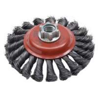 Twist Knot Saucer Cup Brush, 4" Dia., 0.02" Fill, 5/8"-11 Arbor, Steel Par Equipment