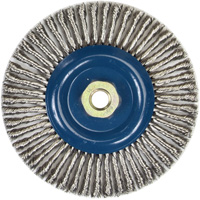 Stringer Bead Knot Wire Brush For Angle Grinders, 6" Dia., 0.02" Fill, 5/8"-11 Arbor, Stainless Steel Par Equipment