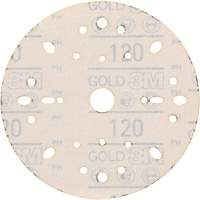 Hookit Gold Abrasive Disc, 6" Dia., 120 Grit, Aluminum Oxide, C-Weight Par Equipment