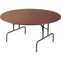 Folding Table, Round, 60" L x 60" W, Laminate, Brown OA304 | Par Equipment