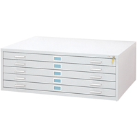 Steel Plan Files-5 Drawer, 5 Drawers, 46-3/8" W x 35-3/8" D x 16-1/2" H Par Equipment