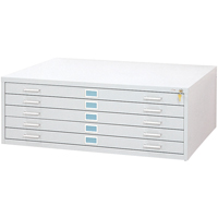 Steel Plan Files-5 Drawer, 5 Drawers, 53-3/8" W x 41-3/8" D x 16-1/2" H Par Equipment