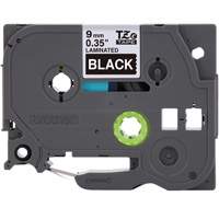 P-touch&reg; Labeling Systems, 9 mm x 314.96" or 8 m, White on Black Par Equipment