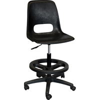 800 Series Classroom Stool with Back, Mobile, Adjustable, 21" - 28", Polypropylene Seat, Grey Par Equipment