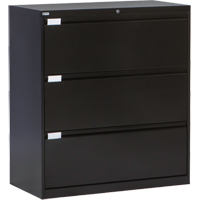 Lateral Filing Cabinet, Steel, 3 Drawers, 36" W x 18" D x 40-1/16" H, Black OP216 | Par Equipment