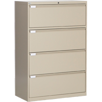 Lateral Filing Cabinet, Steel, 4 Drawers, 36" W x 18" D x 53-3/8" H, Beige OP220 | Par Equipment