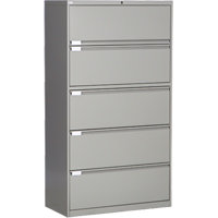 Lateral Filing Cabinet, Steel, 5 Drawers, 36" W x 18" D x 65-1/2" H, Grey OP224 | Par Equipment