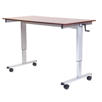 Adjustable Stand-Up Workstations, Stand-Alone Desk, 48-1/2" H x 48" W x 32-1/2" D, Walnut OP282 | Par Equipment