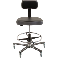 TF160™ Industrial Grade Ergonomic Chair, Mobile, Adjustable, 20-1/2" - 28-1/2", Vinyl Seat, Black/Grey OP491 | Par Equipment