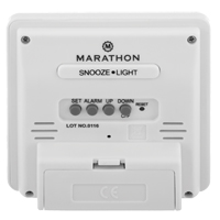 Desktop Clock, Digital, Battery Operated, 3.6" W x 1.5" D x 3.6" H, White Par Equipment